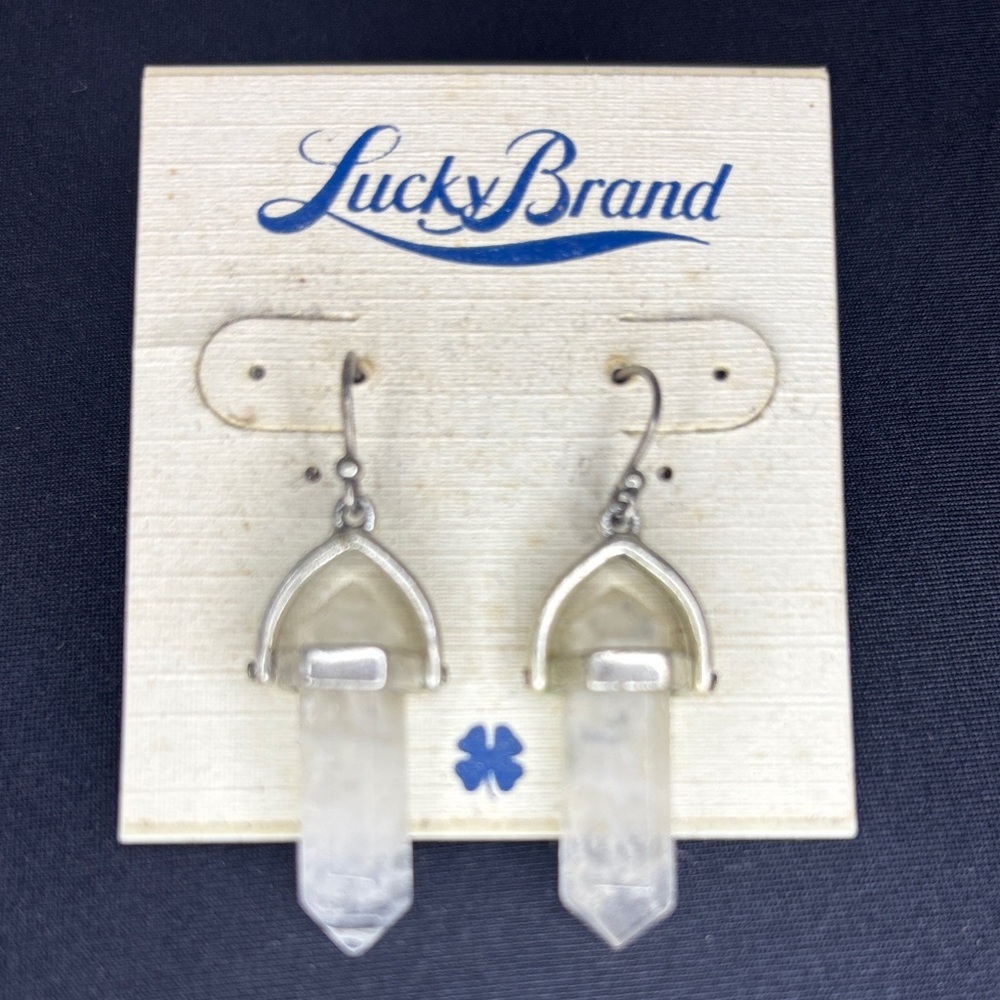 Lucky Brand Silver and Clear Crystal Earrings